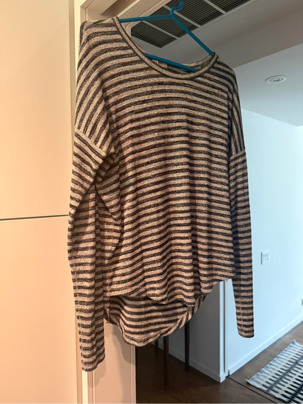 rag & bone Black and Cream Striped Crewneck Sweater